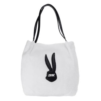 Well, wait a minute! Shopper bag 31x28x11cm, 1 compartment. with magnet, internal pocket, faux fur, faux leather, white
