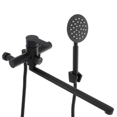 SoyuzKran Mixer for bathtub with shower, straight spout 35cm, ker. kart. 40mm, black, stainless steel, SS08-P118