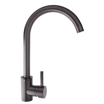 SoyuzKran Kitchen faucet, spout 35cm, ceramic. cartridge 35mm, graphite, stainless steel steel, SS01-R133