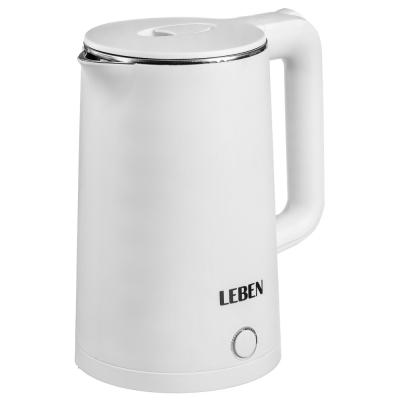 LEBEN Electric kettle 1.8 l, 1850 W, hidden heating element, white plastic
