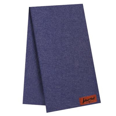 IVLEV CHEF Kitchen towel with leather inserts, melange, 50x70cm, cotton, blue