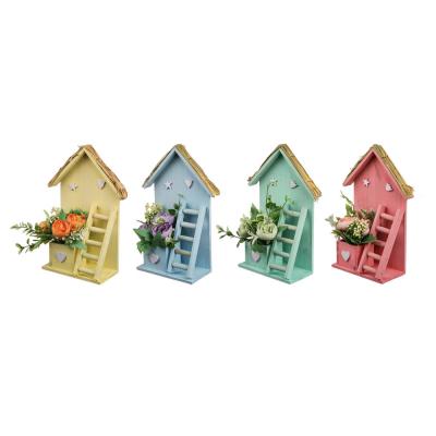 Composition of artificial flowers in a decorative flowerpot, 16x8.5x30 cm, 4 colors