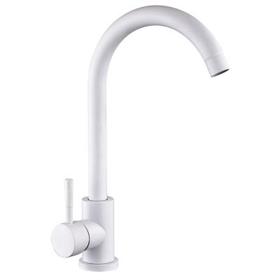 SoyuzKran Kitchen faucet, swivel spout, ceramic. cartridge 35mm, white, stainless steel steel, SS01-R132