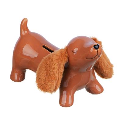 Money box "Dachshund", 21.8x9.4x13.2 cm, ceramics, brown