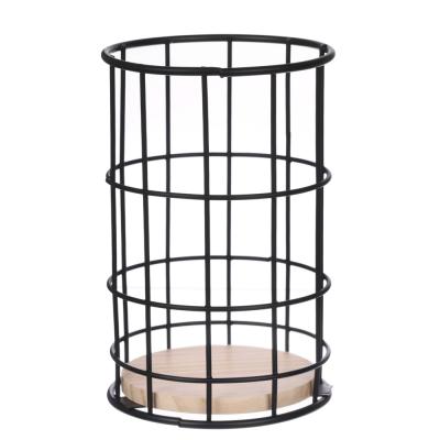 VETTA Cutlery holder, 11x17 cm, black metal, wood