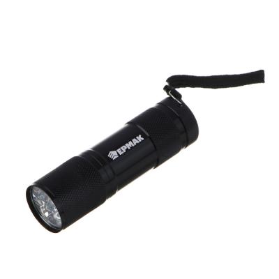 ERMAK Metal flashlight, 9 LED, 3xAAA, 9x2.6cm, aluminum