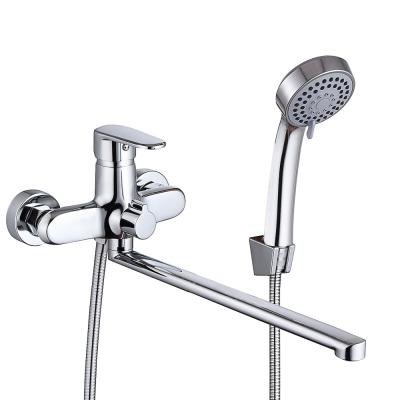 RAIN Bath mixer Garnet, straight spout 35cm, shower. set, cartridge 35mm, brass, chrome