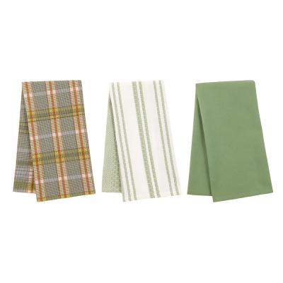 BY COLLECTION Kitchen towel 3pcs 50x70cm, 100% cotton, green