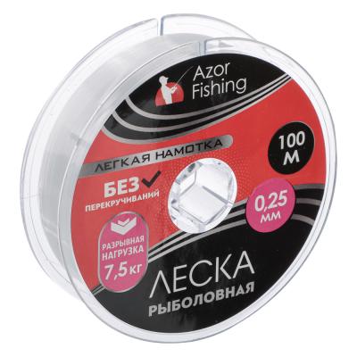 AZOR FISHING Fishing line "Easy winding", nylon, 100m, 0.25mm, 7.5kg