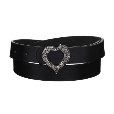 YL Women's belt, PU, ​​metal, width 2.3 cm, length 95/105 cm, black, RZh2023-1
