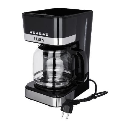 LEBEN Drip coffee maker with 24 hour timer, glass flask 1.8 l, plastic body, stainless steel finish