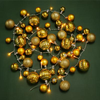 SNOW BOOM Garland el. decorative of balls, 5 LED, 281cm, 1 dir, 3xAAA, gold, plastic