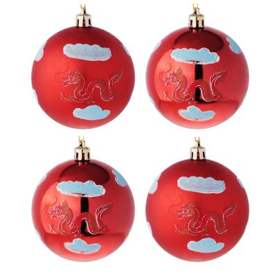 SNOW BOOM Set of painted balls 4x8cm, dragons, red, plastic, art.23-6
