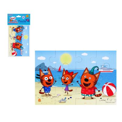 IGROLAND Puzzles for kids "Three cats and a sea of ​​adventures", EVA, cardboard, 31.5x16.7x0.4cm, 4 designs