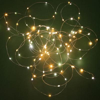 SNOW BOOM Garland el. dew thread "Rhinestones" 10m, 100LED, champagne-white, 8 dir., copper, 220V (4.5V)