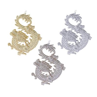 SNOW BOOM Decorative pendant in the shape of a dragon, champagne, glitter, acrylic, 11x9.2cm