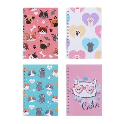 Notebook A5, 21x14.5cm, 105 sheets, "Cats", cardboard, spiral, 4 designs
