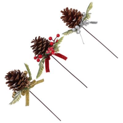 SNOW BOOM Topper in the shape of a pine cone with decor, 19x10x5 cm, polyester, plastic, 3 colors