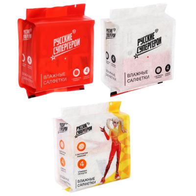 BY Russian Superheroes Wet wipes, mini, 4 packs of 8 pcs.