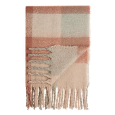 BY COLLECTION Blanket 130x170cm, 100% polyester, check, gray, beige