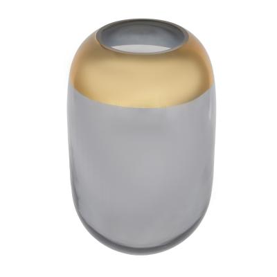 VSEGAZIN Vase, 7x14x26 cm, glass, gray with gold edging