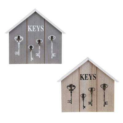Open key holder with 4 hooks, 22x24.5x3 cm, MDF, 2 designs