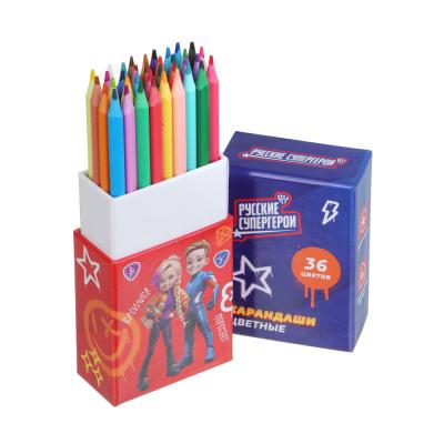BY Russian Superheroes Pencils 36 colors, 3-sided, stand box with removable top, "Junior"