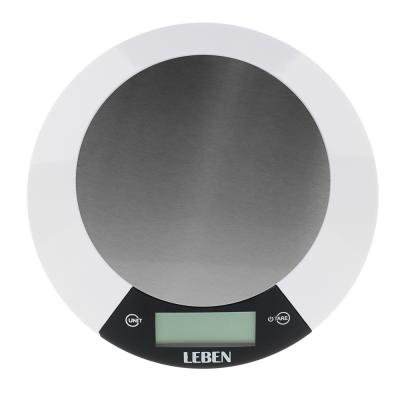LEBEN Electronic kitchen scales, metal platform, max. load up to 5 kg, power supply CR2032, art.RF5
