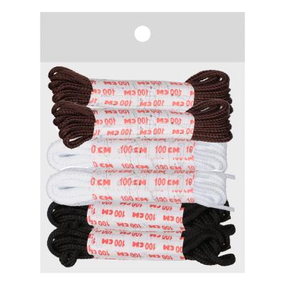 Shoe laces, 6 pairs, black, white, brown, 1m