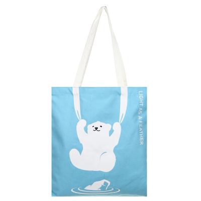 Shopping bag, 38x42cm, "Light as a feather", internal pocket, handles 58 cm, fabric-look PE, silk-screen printing