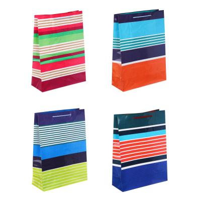 LADECOR Gift bag, paper, 31x42x12 cm, 4 designs, print - stripes