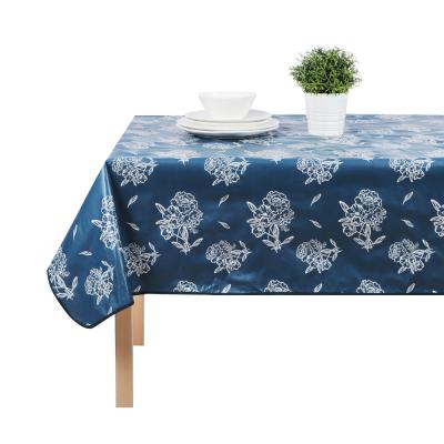 PROVANCE Fusion Tablecloth PVC 140x230cm, blue, flowers