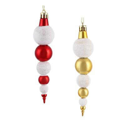 SNOW BOOM Decorative pendant, two-color, with glitter, 15 cm, plastic, gold and red