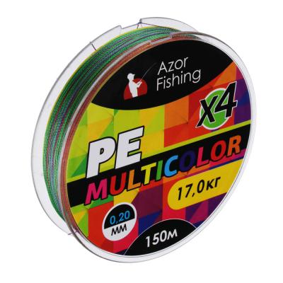 AZOR FISHING Braided fishing line, PE Premium 4 strands, 150m, 0.20mm, 17.0kg, multi-color