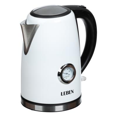 LEBEN Electric kettle 1.7 l, 2200 W, hidden heating element, auto-off, thermometer, steel