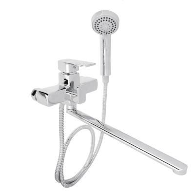 RAIN Bath mixer Silicon, straight spout 35cm, shower. set, 35mm cartridge, brass, chrome