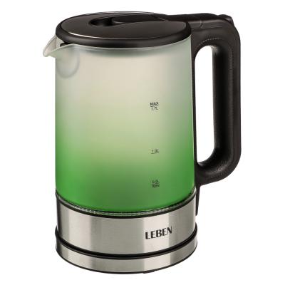 LEBEN Kettle with colored flask 1.7 l., glass