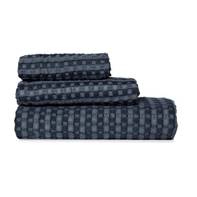 BY COLLECTION Waffle towel 50x90cm, 50% bamboo, 50% cotton, dark gray