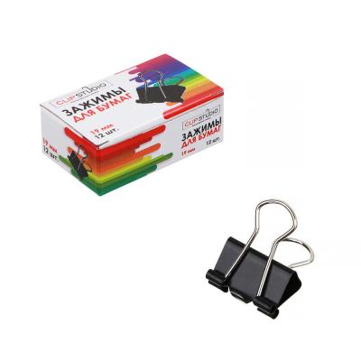 ClipStudio Set of paper clips metal 19 mm black, 12 pieces in a cardboard box
