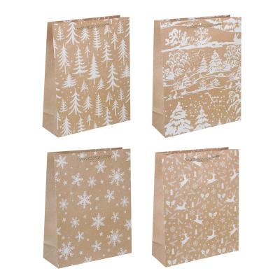 SNOW BOOM Kraft paper gift bag with glitter layer, 26x32x10 cm, 4 designs