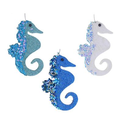 SNOW BOOM Decorative pendant in the form of a seahorse, with decor, polystyrene foam, 12x8cm, 3 colors