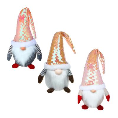 SNOW BOOM Gnome, 25x17x52 cm, textile, sequins, polyester, plastic, salmon color