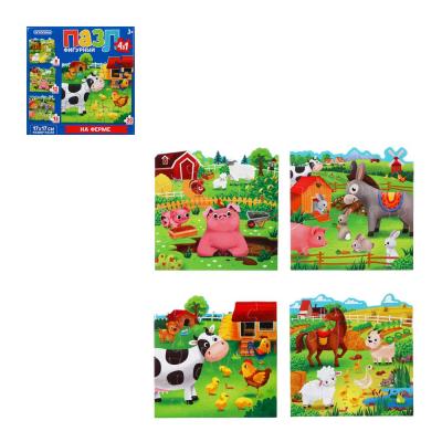 IGROLAND Figured puzzle 4 in 1, cardboard, 18x18cm, 4 designs