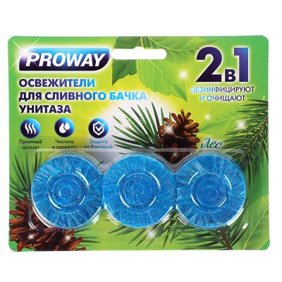 PROWAY Freshener tablet for toilet cistern "Forest" 32g. 3pcs, (surfactant), blister