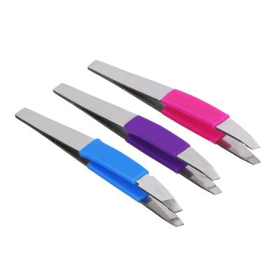 UNILOOK Eyebrow tweezers with silicone holders, stainless steel, 9.3 cm, 3 colors