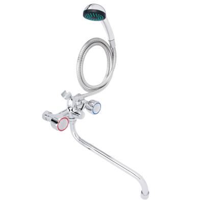 SoyuzKran Mixer for bathtub with shower, round spout 30cm, ker. crane axleboxes 1/2, chrome, zinc, SK08-S213