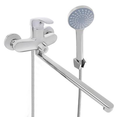 SoyuzKran Mixer for bathtub with shower, straight spout 35cm, ceramic. cartridge 40mm, chrome, zinc, SK08-P114